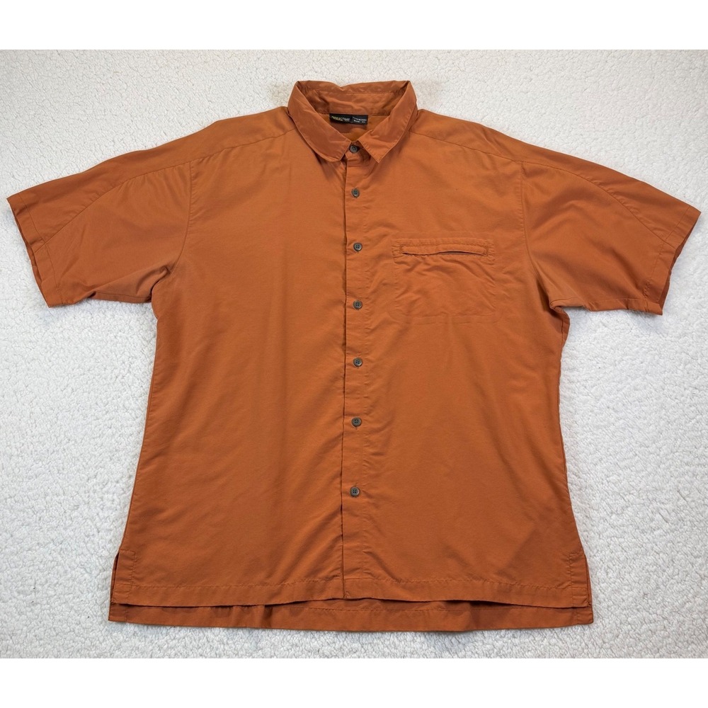 Mountain Hardwear Mens XL Short Sleeve Button Down Shirt Burnt Orange Hiking